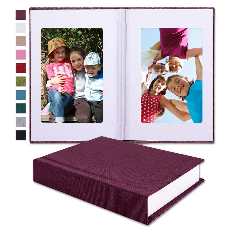 Pssoss Small 4x6 Photo Album with Writing Space Holds 30 Photos Ideal for Wedding Theme-Album and Baby Photo Album (Purple) - Image 1