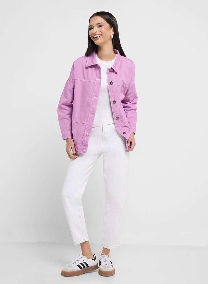 Daisy Street Distressed Denim Jacket  - Image 4