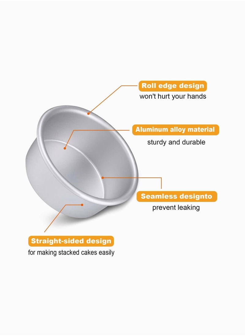 Cake Pans Round Non stick Round Cheese cake Baking Pans for Home Party Baking Supplies, Round Cake Pans with Removable Bottom 4 Pieces 4 Inch - Image 2