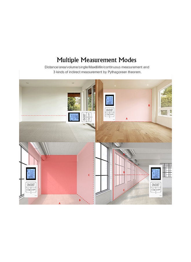 NIBEMINENT Mini Handheld Laser Distance Meter White 15.60X3.20X5.60centimeter  - Image 3
