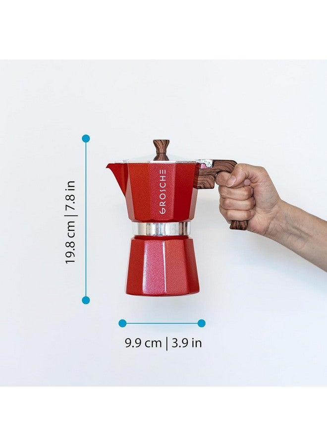 GROSCHE Milano 6 Espresso Cup, 9.3 oz Red Stovetop Espresso Maker - Italian Moka Pot - Image 4