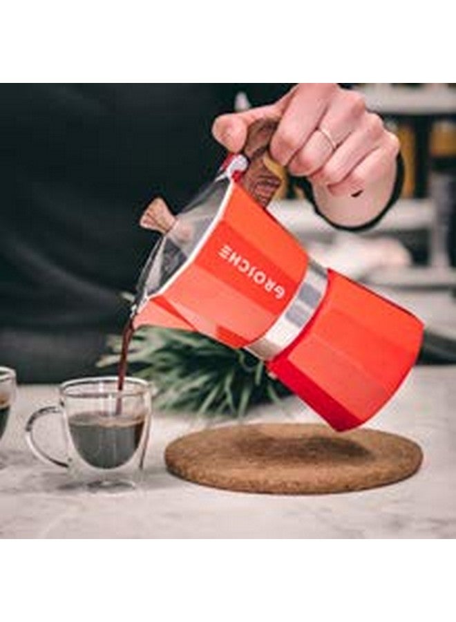 GROSCHE Milano 6 Espresso Cup, 9.3 oz Red Stovetop Espresso Maker - Italian Moka Pot - Image 3