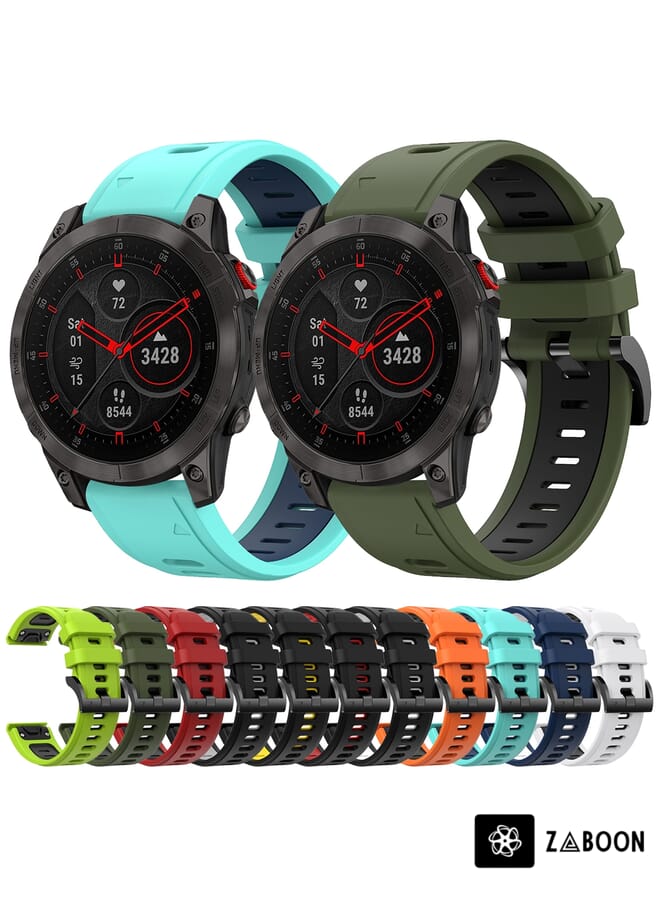 Zaboon Watch Band For Garmin EPIX Gen 2 22mm Two-Color Sports Silicone (Orange+Black) - Image 2