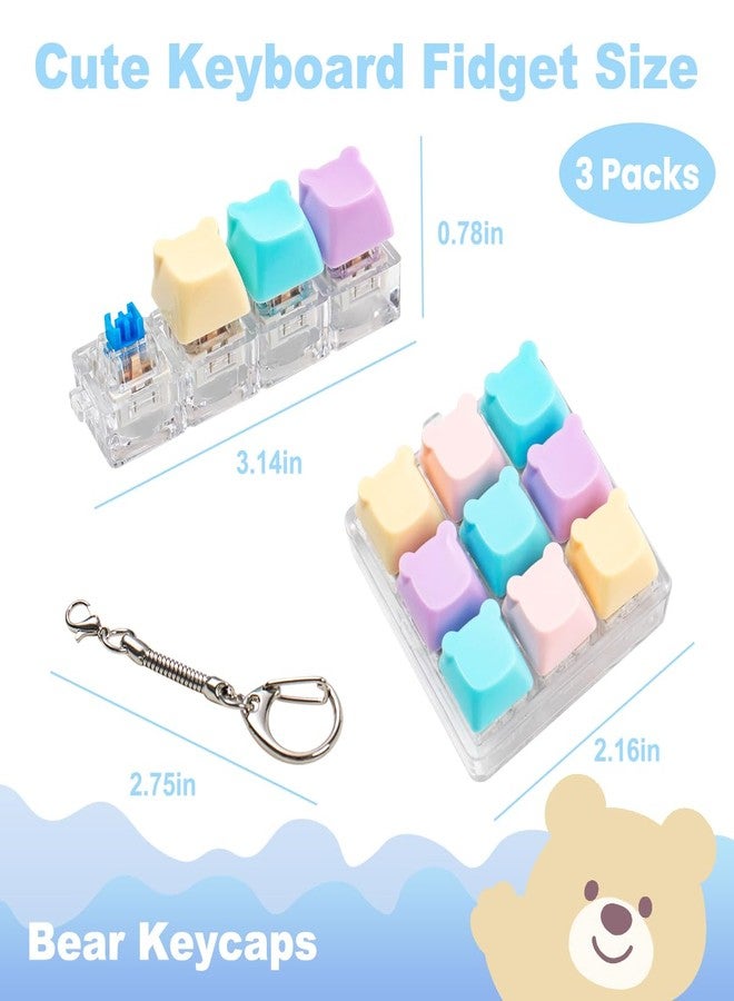 Gliging 3 Pcs Keyboard Fidget Toy for Adult, Loud Fidget Keyboard Keychain, Cute Bear Keyboard Clicker Fidget Toy, Button Fidget Clicker Sensory Toys for Ideal Anxiety Stress Relief Gift - Image 3