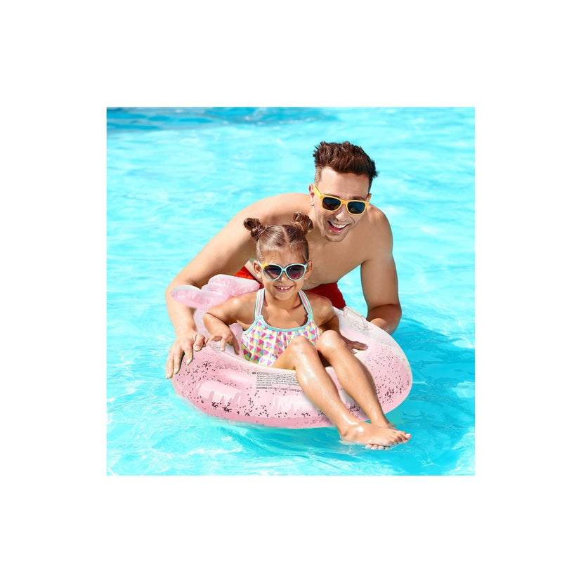 SOLARAE Inflatable Pool Float Tubes,  Animal Cartoon Shape Swimming Rings Thicken PVC Flotation Swim Ring with Handle Beach Pool Party Supplies for Children (White Cat Pink Rabbit 2 Pack) - Image 5