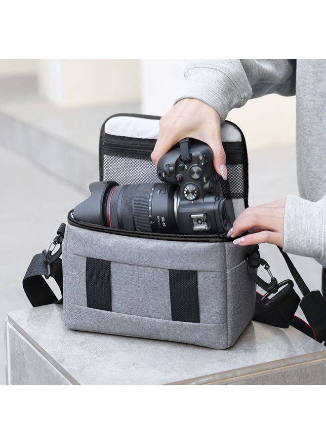SLR Camera Bag Micro Single Bag Travel Photography Bag Single Shoulder Single Room Backer Outdoor Bag Cross-body Bag Small Square Bag Storage Bag-Color:Black  - Image 2
