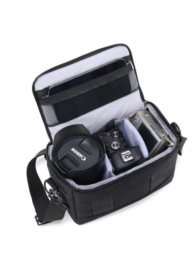 SLR Camera Bag Micro Single Bag Travel Photography Bag Single Shoulder Single Room Backer Outdoor Bag Cross-body Bag Small Square Bag Storage Bag-Color:Black  - Image 4