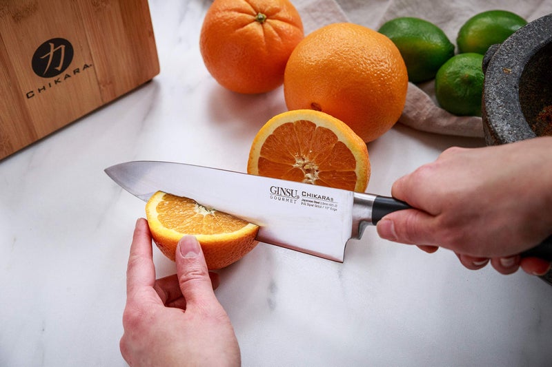 Ginsu Chikara Series Forged 12-Piece Japanese Knife Set, Black - Premium Cutlery Set with 420J Stainless Steel Kitchen Knives and Toffee Bamboo Block - Image 2