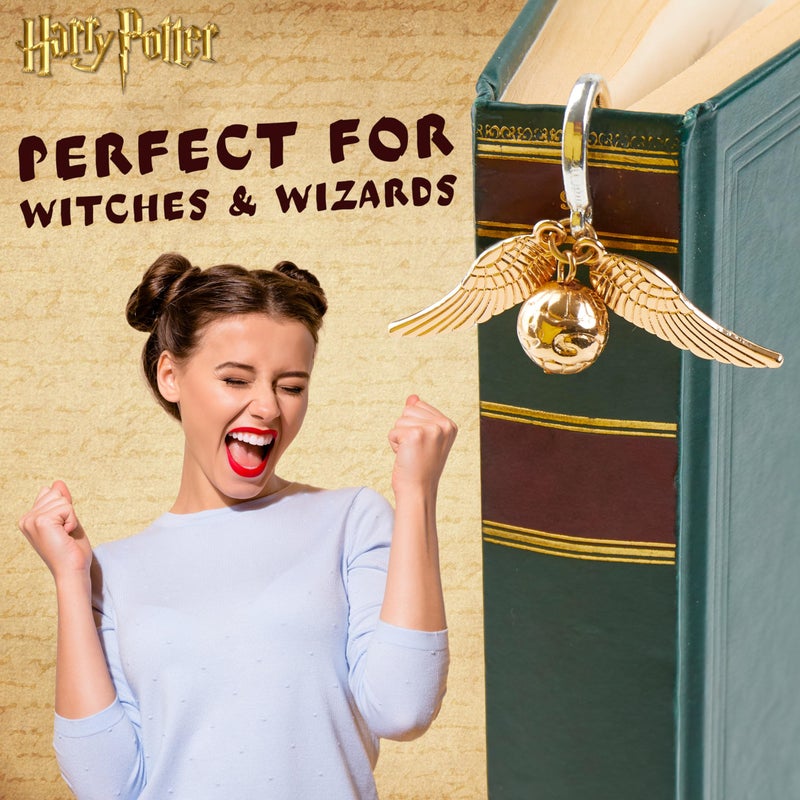 Harry Potter Metal Bookmark with Hanging Charm Golden Snitch Hogwarts Reading Gifts Christmas Stocking Stuffers Book Lovers Gift Box (Silver/Gold) - Image 3