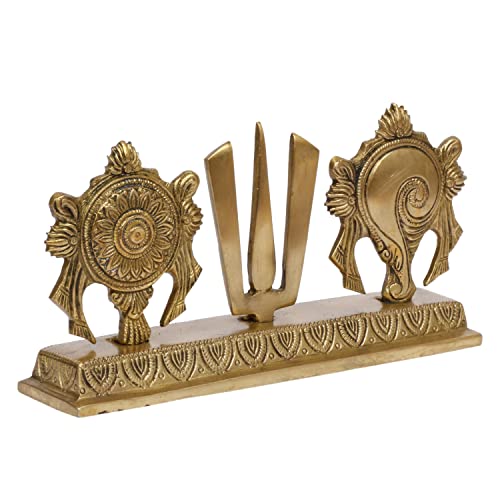 ARTVARKO Chakra Namah Shankh Shri Tirupati Balaji Padmanabha Swami Lord Vishnu Brass Showpiece Home Décor (22x5x11.5 cm) - Image 3