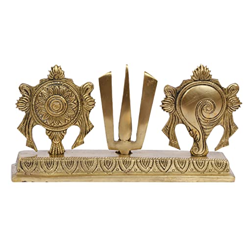 ARTVARKO Chakra Namah Shankh Shri Tirupati Balaji Padmanabha Swami Lord Vishnu Brass Showpiece Home Décor (22x5x11.5 cm) - Image 2
