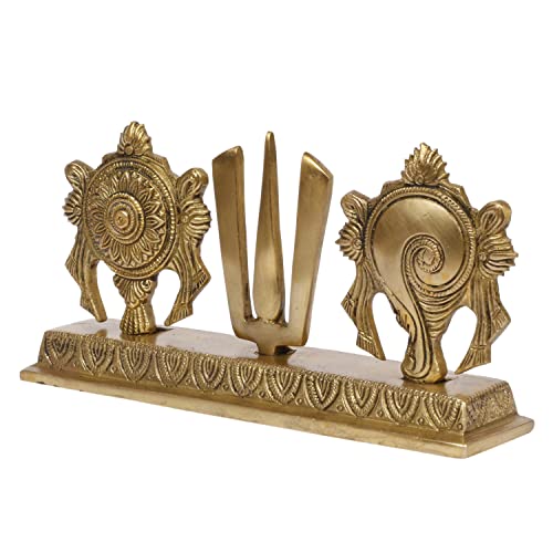 ARTVARKO Chakra Namah Shankh Shri Tirupati Balaji Padmanabha Swami Lord Vishnu Brass Showpiece Home Décor (22x5x11.5 cm) - Image 4