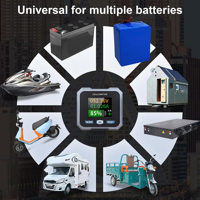 Battery Monitor With APP 1 8 Inch LCD Color Display 10 100V 100A For RV Car Motorcycle Boat - Image 5