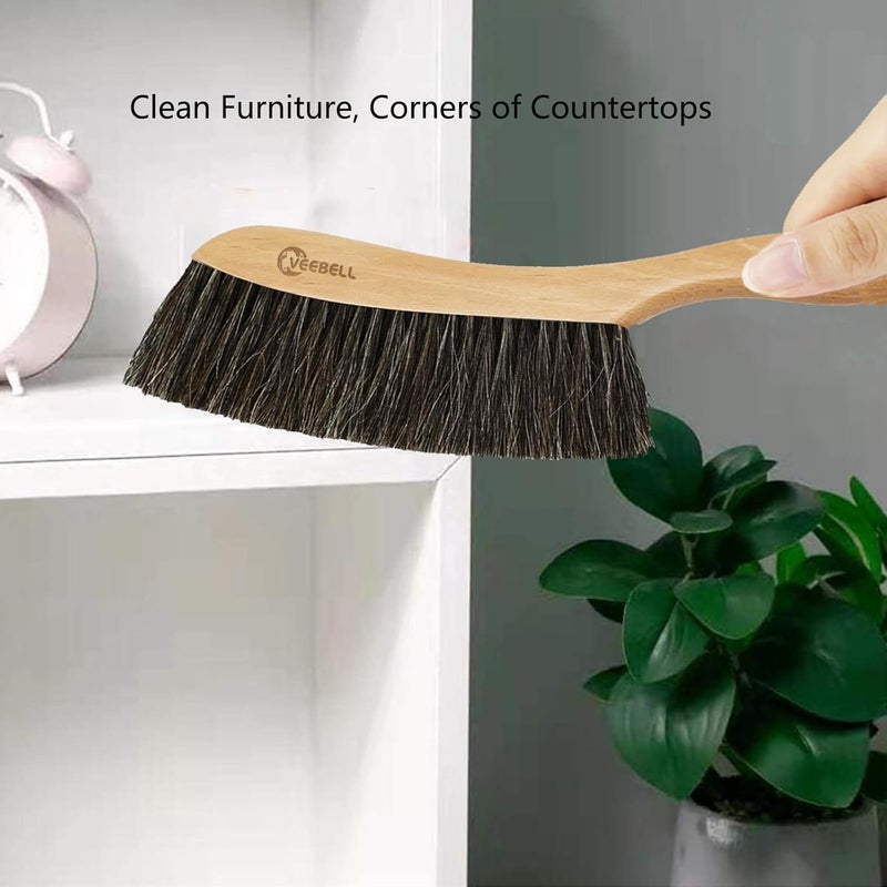 VEEBELL Horse Hair Brush Hand Broom Dusting Brush for Home Cleaning, Wood Handle Soft Brush Duster for Counter Furniture, Bed, Bench Fireplace,Car, Shop Brush Cleaning 14" Long - Image 5