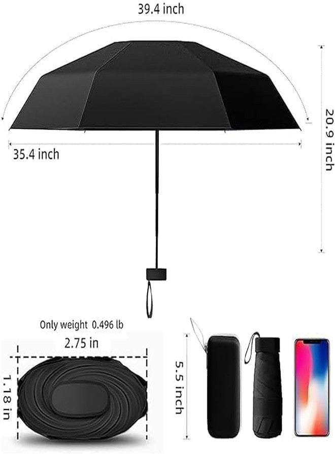 MODUX Lightweight Travel Mini Folding Umbrella with Waterproof Case, 6-Rib Compact Sun & Rain Pocket Umbrella, Windproof Portable Purse Umbrella for Women & Girls (Black) - Image 2
