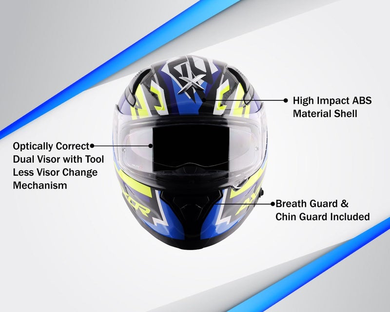 Axor Apex Streak ISI ECE and DOT Certified Gloss Finish Full Face Helmet for Men with Pinlock Fitted Outer Clear and Inner Sun Smoke Visor- Black Blue Helmet-XL - Image 5
