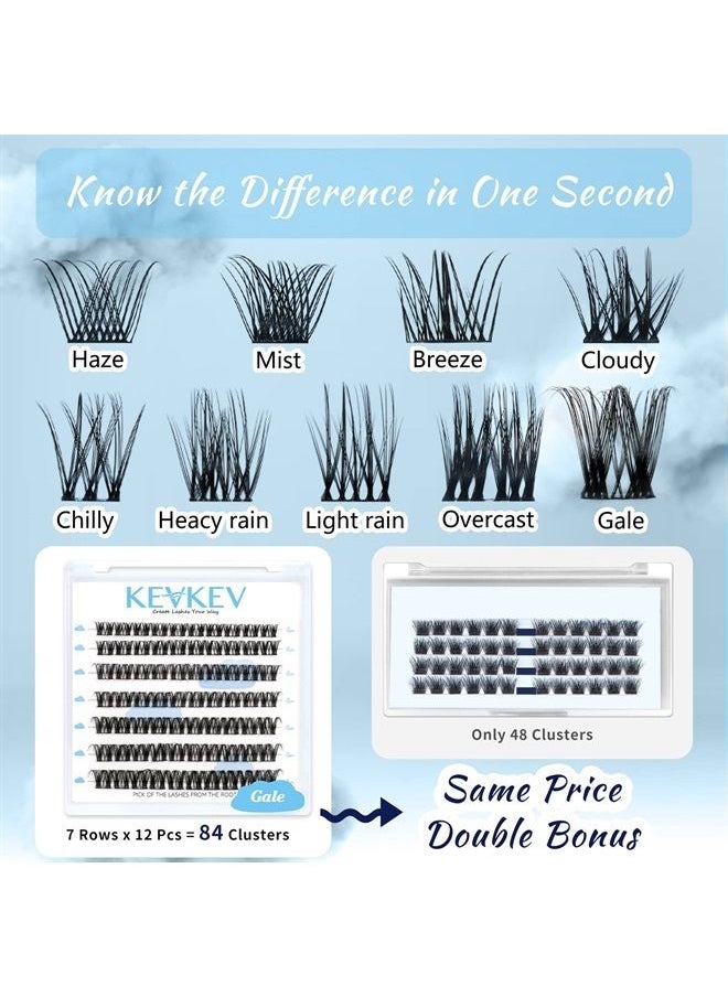 KevKev Lash Clusters 84 Pcs Cluster Lashes Eyelash Clusters DIY Cluster Eyelash Extensions Individual Lashes Thin Band & Soft(Gale,C-8-16mix)  - Image 4