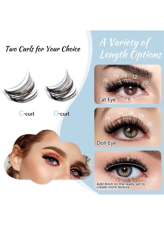 KevKev Lash Clusters 84 Pcs Cluster Lashes Eyelash Clusters DIY Cluster Eyelash Extensions Individual Lashes Thin Band & Soft(Gale,C-8-16mix)  - Image 3