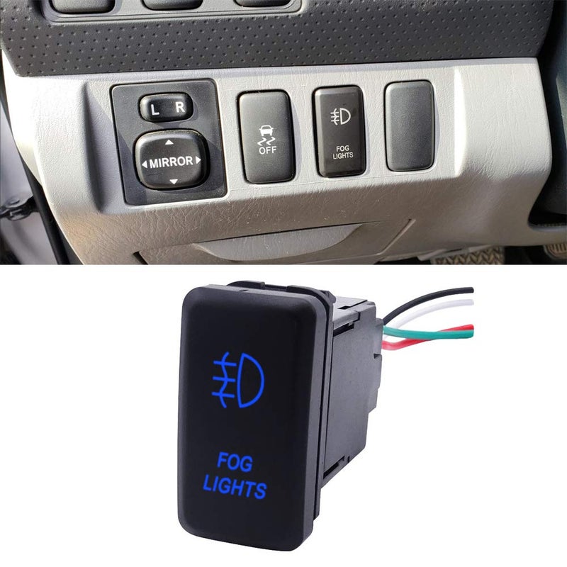WeiSen Push Switch with Fog Lights Symbol Blue Backlight ON-Off with Connector Wire Kit Compatible with Toyota - Image 2
