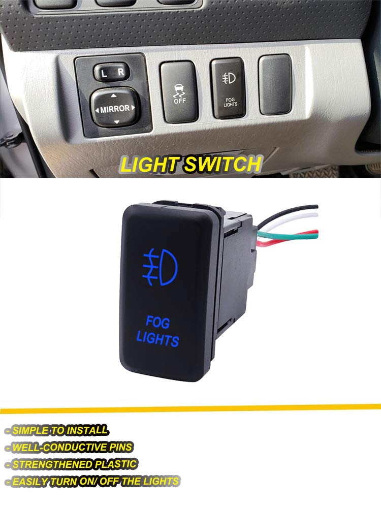 WeiSen Push Switch with Fog Lights Symbol Blue Backlight ON-Off with Connector Wire Kit Compatible with Toyota - Image 3