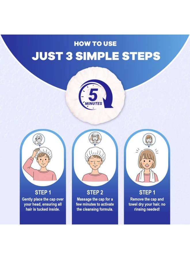 MedVance No Rinse Shampoo Cap | Rinse Free Shower Cap that Shampoos & Conditions | PH Balanced & Hypoallergenic Waterless Hair Wash | 3 Pack - Image 2