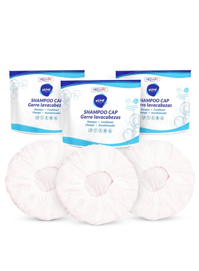 MedVance No Rinse Shampoo Cap | Rinse Free Shower Cap that Shampoos & Conditions | PH Balanced & Hypoallergenic Waterless Hair Wash | 3 Pack - Image 1