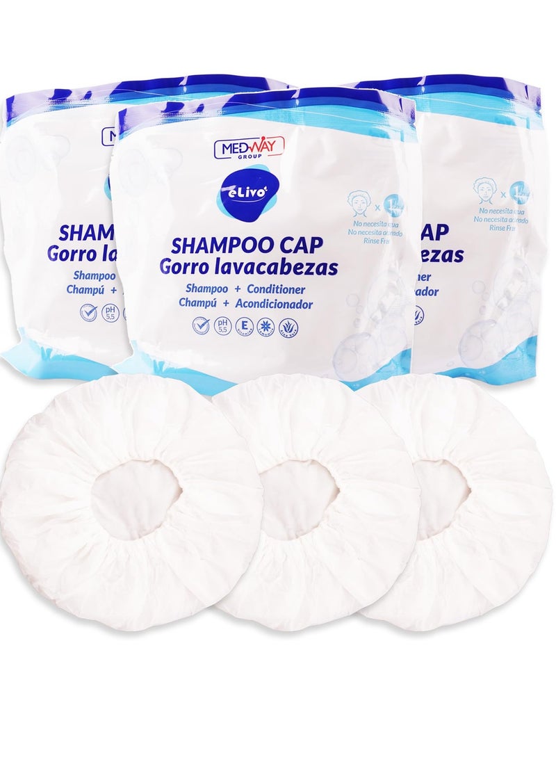 MedVance - MedVance No Rinse Shampoo Cap | Rinse Free Shower Cap that Shampoos & Conditions | PH Balanced & Hypoallergenic Waterless Hair Wash | 3 Pack - Image 1