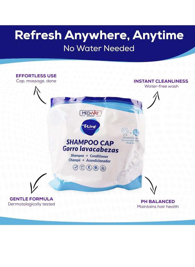 MedVance - MedVance No Rinse Shampoo Cap | Rinse Free Shower Cap that Shampoos & Conditions | PH Balanced & Hypoallergenic Waterless Hair Wash | 3 Pack - Image 1