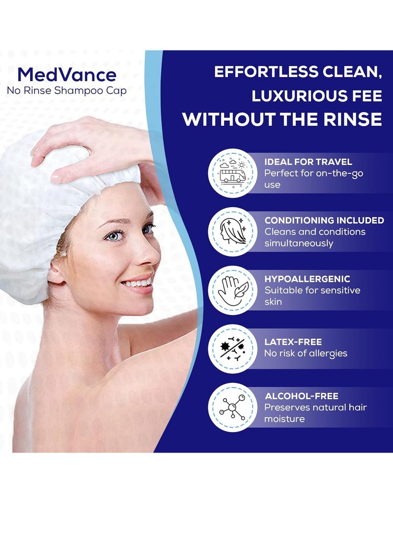 MedVance - MedVance No Rinse Shampoo Cap | Rinse Free Shower Cap that Shampoos & Conditions | PH Balanced & Hypoallergenic Waterless Hair Wash | 3 Pack - Image 1