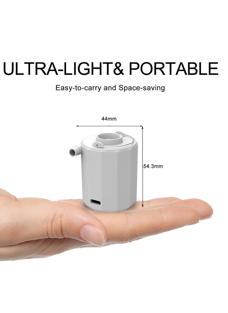 Excefore Portable Mini Electric Air Pump with 3 Camping Light Mode and 5 Air Nozzles for Inflatables, Balloon, Vacuum Storage Bag, Air Bed, Pool Floats, Swimming Ring, Outdoor Air Mattress, Toys, White  - Image 2