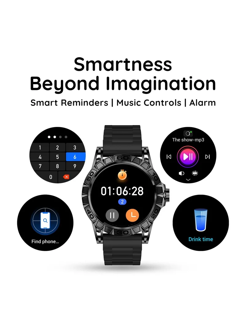 Pebble 1.39" HD Display, BT Calling, Single Time BT Connect, Health Suite, Mutisports Mode, Smart Calculator, Rugged Built, Alarm & Notification