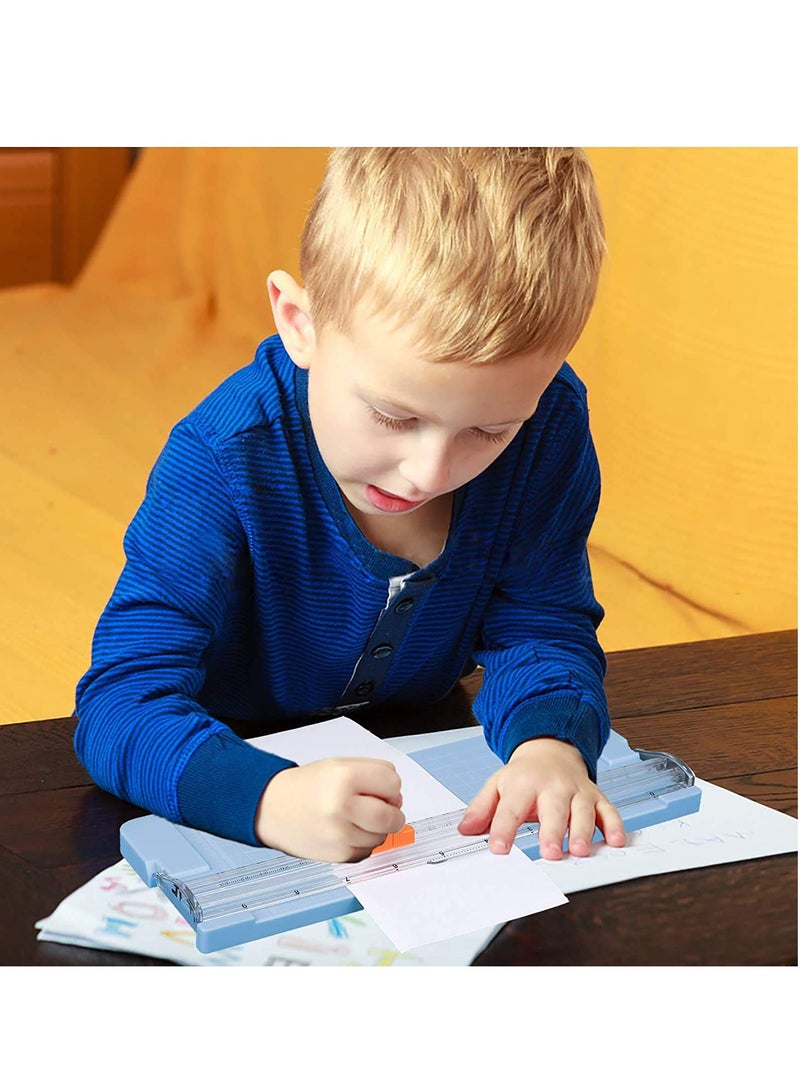 Paper Cutter A5 Paper Trimmer Titanium Scrapbooking Tool with Automatic Security Safeguard and Side Ruler for Paper Label Card Standard Cutting Blue - Image 2