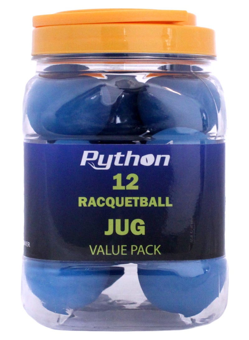 Python Blue Racquetballs Value Pack 12 Ball JugStandard Color wTournament Quality