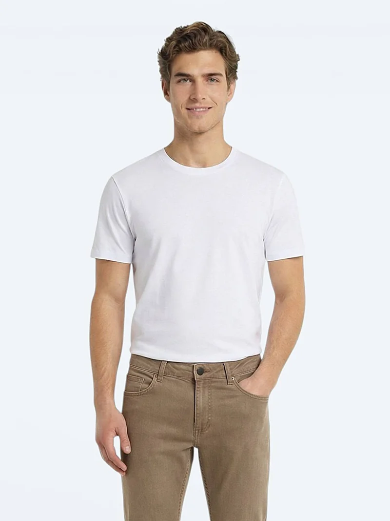 Kip White Plain 100% Cotton T-Shirt
