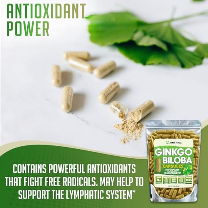 XPRS Nutra Ginkgo Biloba Capsules - Gingko Biloba Encapsulated Supplements for Cognition - Vegan Friendly Ginkoba Biloba - Immunity Boosting Ginkgo Biloba Capsules - 360 Count - Image 3