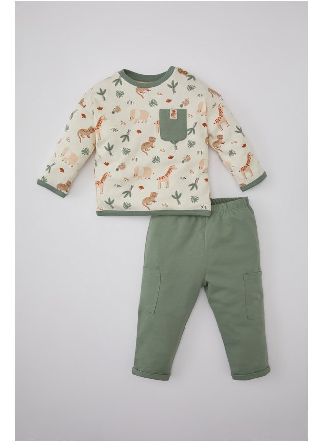 DeFacto Babyboy New Born Regular Fit Baby Neck Long Sleeve Knitted Set - 2 Pieces  - Image 1