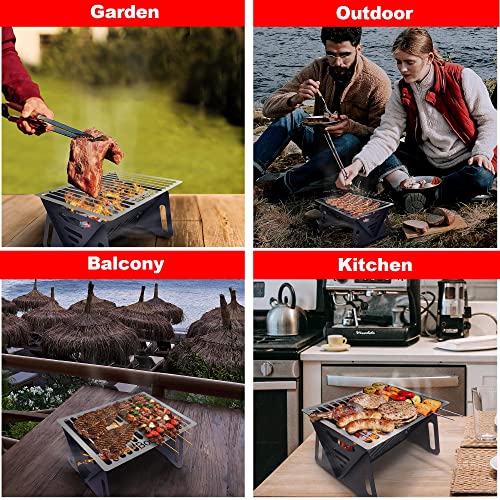 Bodkar Charcoal Grill, Portable BBQ Smoker - Lightweight Tabletop Outdoor Grill for Camping, Picnics, Garden, Beach Parties - 6"*4.6"*4.9 - Image 4