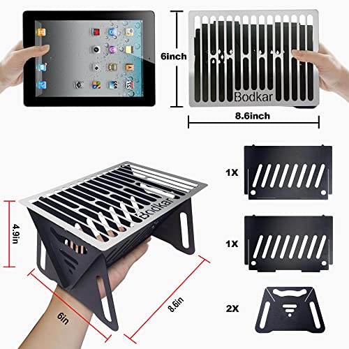 Bodkar Charcoal Grill, Portable BBQ Smoker - Lightweight Tabletop Outdoor Grill for Camping, Picnics, Garden, Beach Parties - 6"*4.6"*4.9 - Image 2