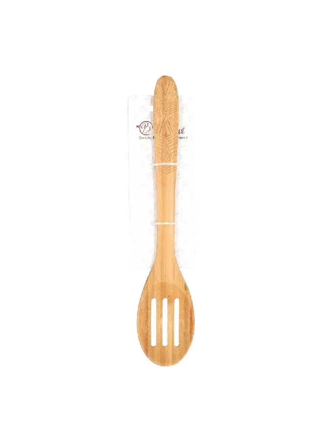 Bien Servi Eco-Friendly Bamboo Slotted Spoon with Embossed Handle Natural 30 cm C02-2302