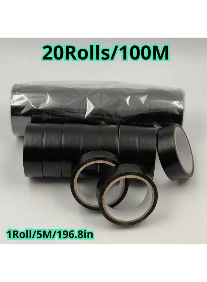 20 لفة شريط عازل كهربائي أسود 3937 بوصة فائق اللصق قوي العزل مقاوم للحرارة - Image 1