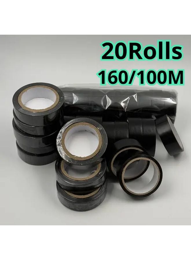 20 لفة شريط عازل كهربائي أسود 3937 بوصة فائق اللصق قوي العزل مقاوم للحرارة - Image 2