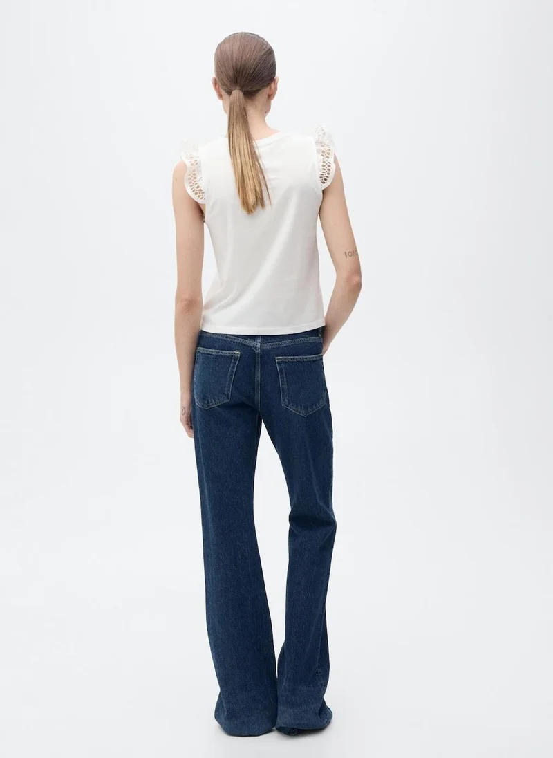 MANGO openwork neckline cotton top