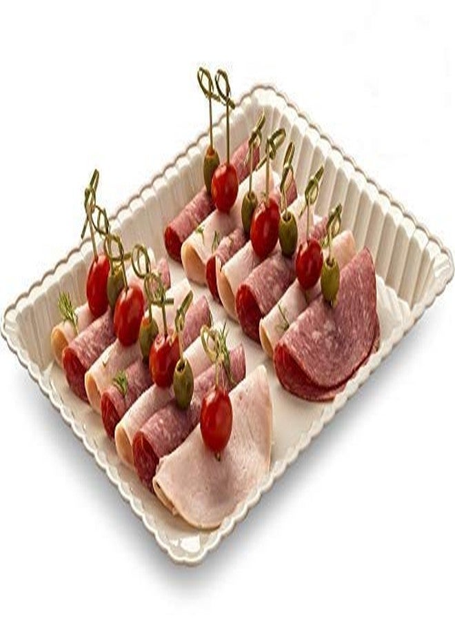 Embellish Rectangle Plastic Serving Tray 9'' x 13'' Pack of 4, (Bone) - Image 1