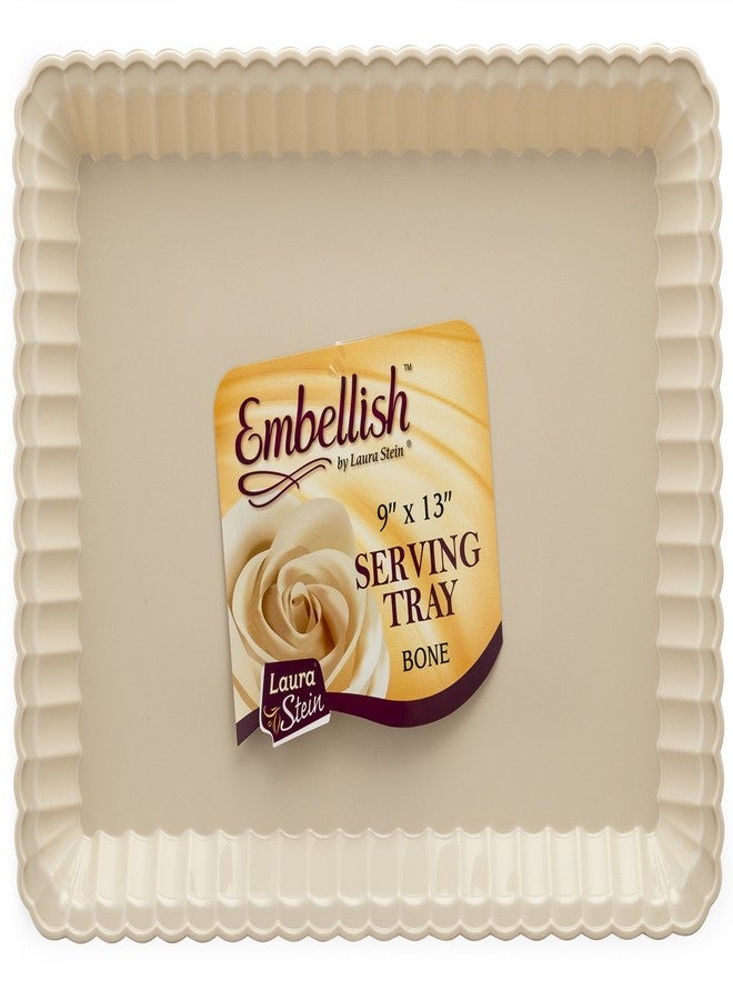 Embellish Rectangle Plastic Serving Tray 9'' x 13'' Pack of 4, (Bone) - Image 3
