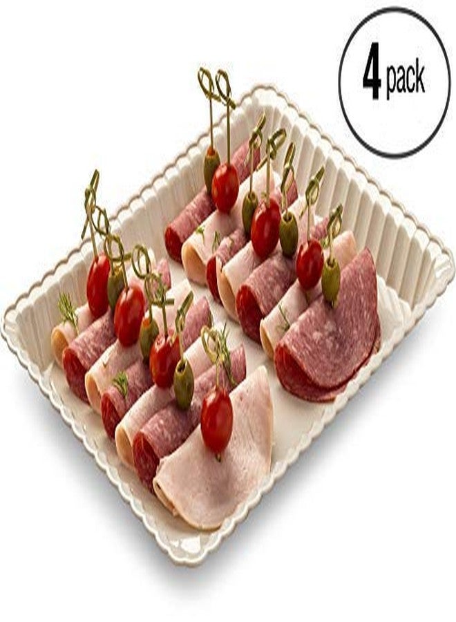 Embellish Rectangle Plastic Serving Tray 9'' x 13'' Pack of 4, (Bone) - Image 4