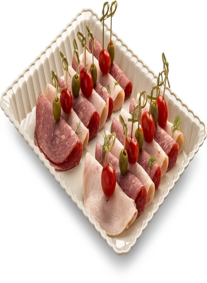Embellish Rectangle Plastic Serving Tray 9'' x 13'' Pack of 4, (Bone) - Image 5