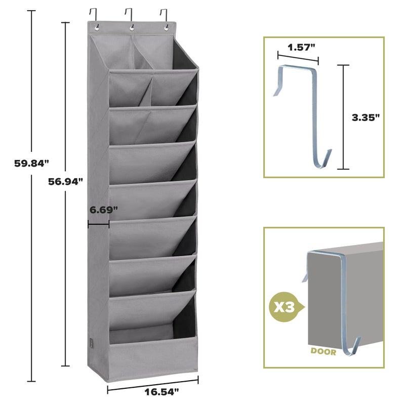 STORAGEIDEAS 2 Pack Minimalist Grey Over the Door Shoe Organizer with 10 Pockets, Hanging Closet Storage Rack for Shoes, Sneakers, Accessories - Image 2