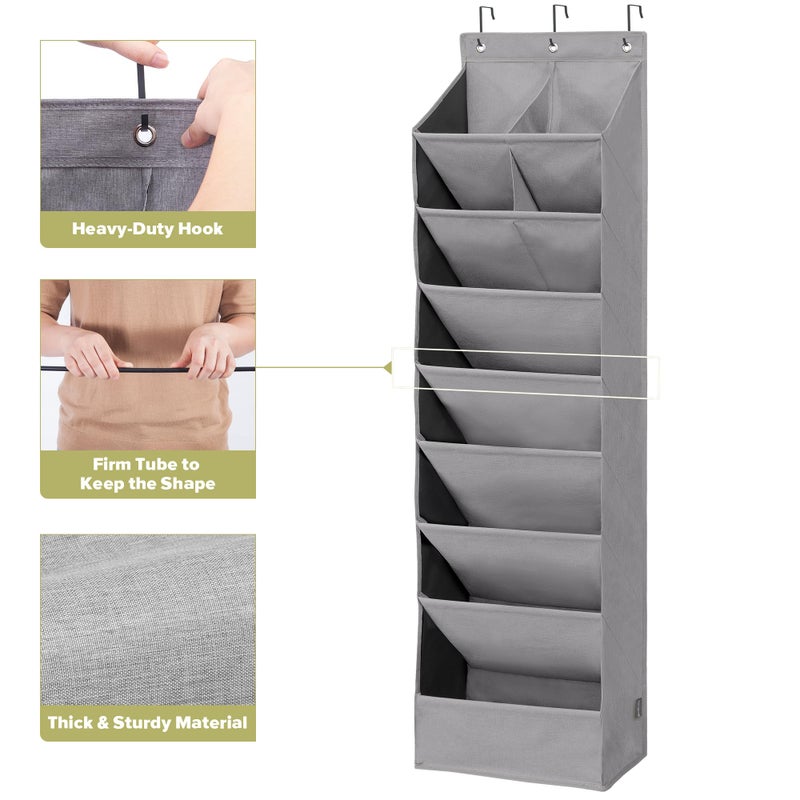STORAGEIDEAS 2 Pack Minimalist Grey Over the Door Shoe Organizer with 10 Pockets, Hanging Closet Storage Rack for Shoes, Sneakers, Accessories - Image 5