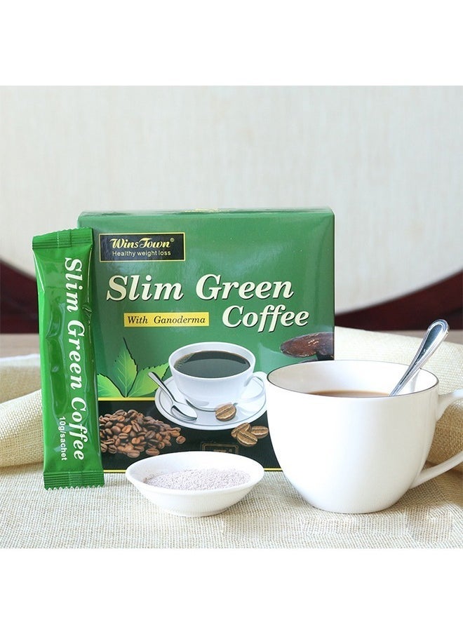 Wins Town Light green slimming Ganoderma lucidum coffee, a cup before meals to achieve weight loss, a box of 18 sticks  - Image 2