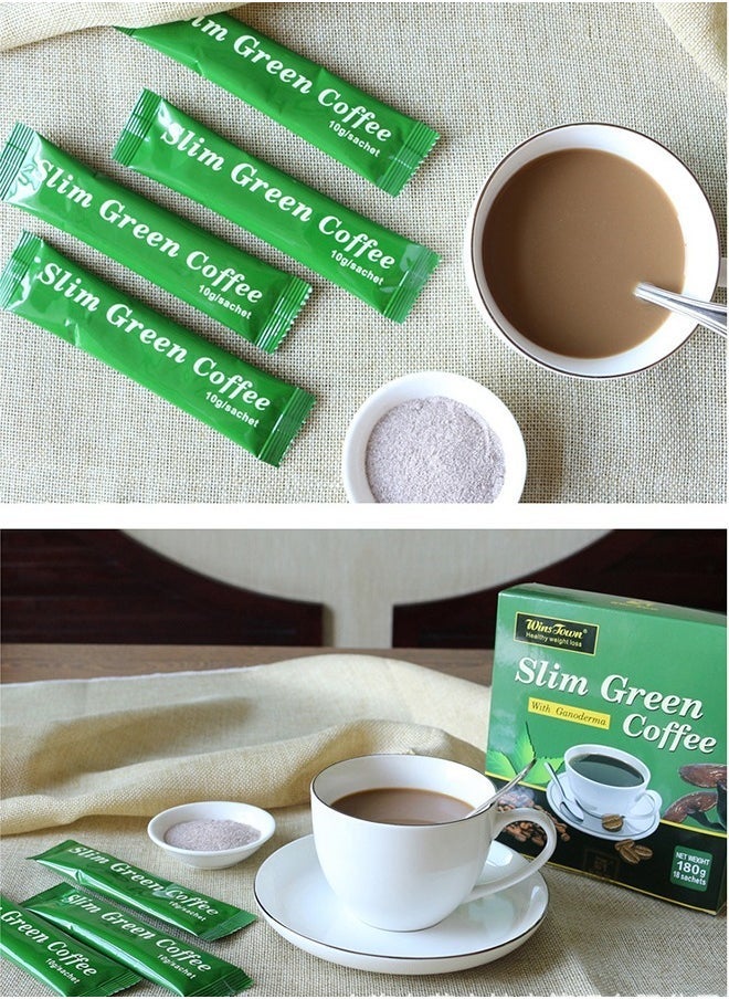 Wins Town Light green slimming Ganoderma lucidum coffee, a cup before meals to achieve weight loss, a box of 18 sticks  - Image 3